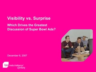December 6, 2007 Visibility vs. Surprise Which Drives the Greatest Discussion of Super Bowl Ads? 