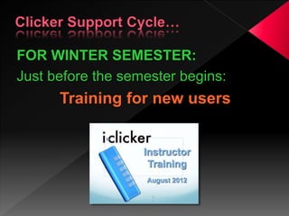 FOR WINTER SEMESTER:
Just before the semester begins:
Training for new users
 