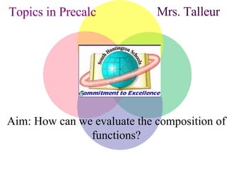 Topics in Precalc Mrs. Talleur Aim: How can we evaluate the composition of functions? 