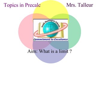 Topics in Precalc Mrs. Talleur Aim: What is a limit ? 