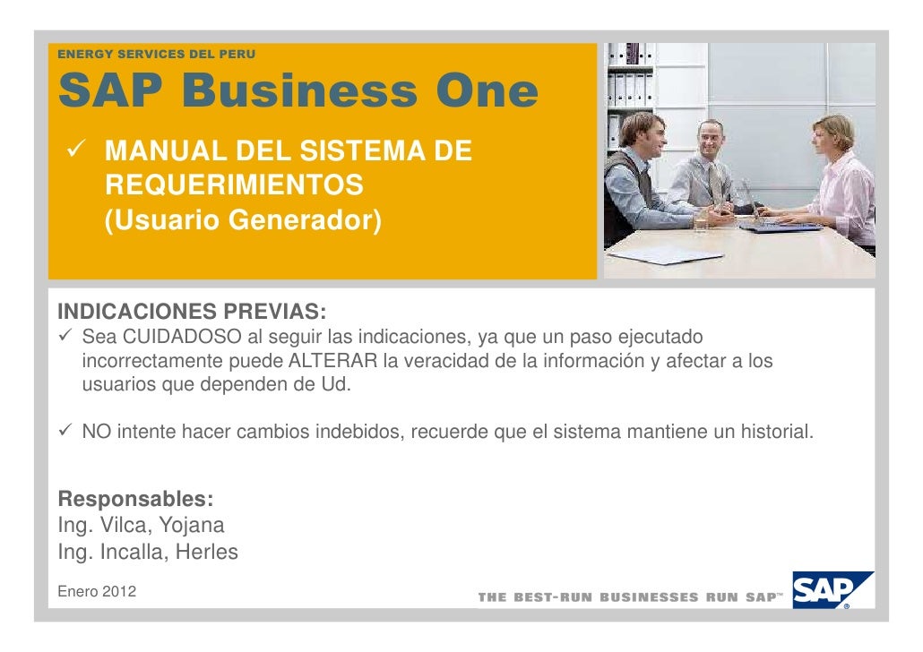 SAP Business One Manual de AddOn de Sistema de Requerimientos SAP Business One Manual de AddOn de Sistema de Requerimientos