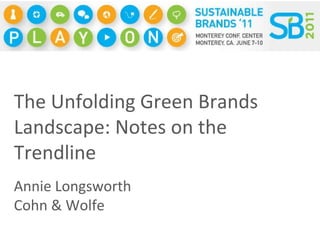 The Unfolding Green Brands Landscape: Notes on the Trendline Annie Longsworth Cohn & Wolfe 