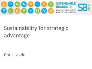 Sustainability for strategic advantage Chris Laszlo 