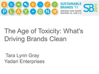 The Age of Toxicity: What's Driving Brands Clean  Tara Lynn Gray Yadari Enterprises 