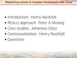 Measuring Carbon in Complex Landscapes with Trees - ICRAF and ASB at UNFCCC SB32