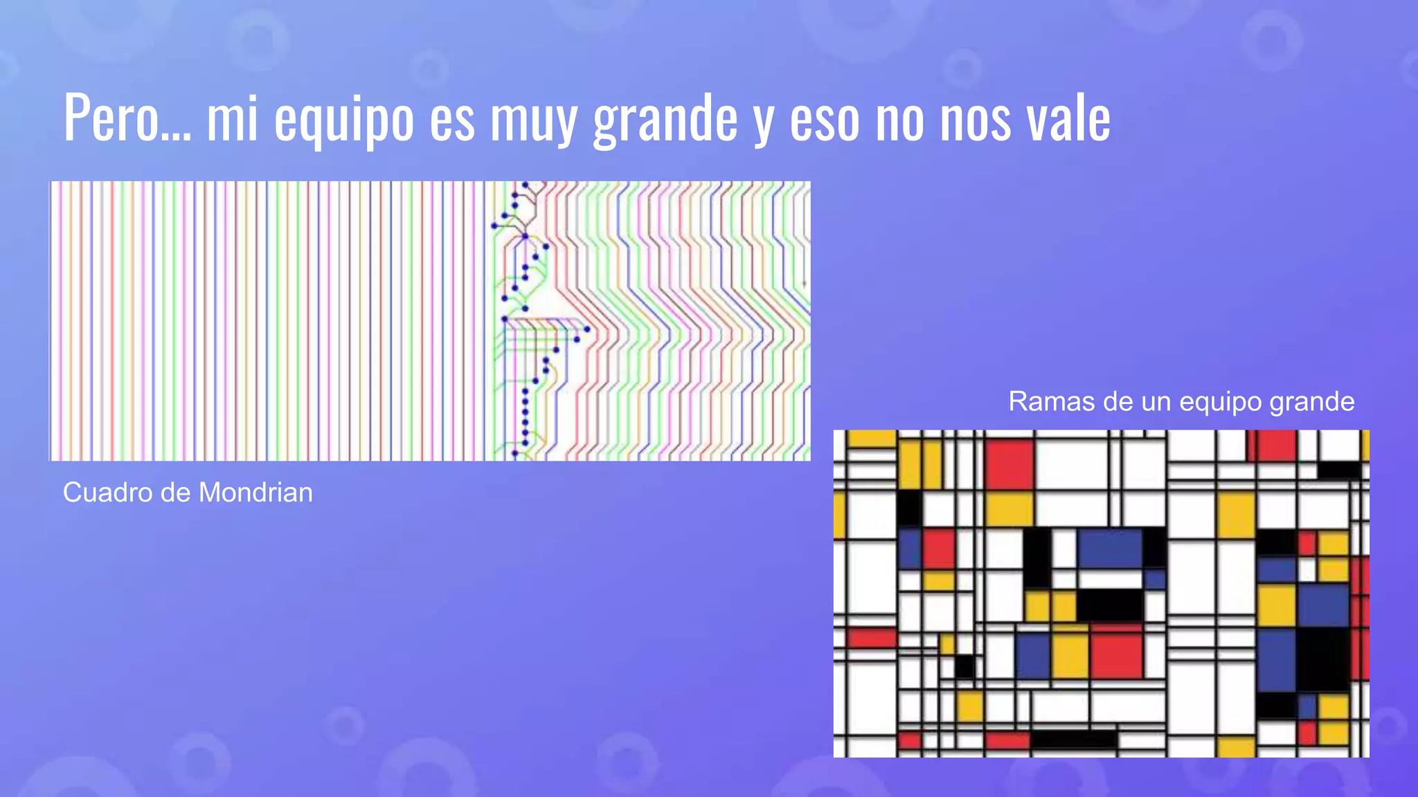 Pero… mi equipo es muy grande y eso no nos vale
Cuadro de Mondrian
Ramas de un equipo grande
 