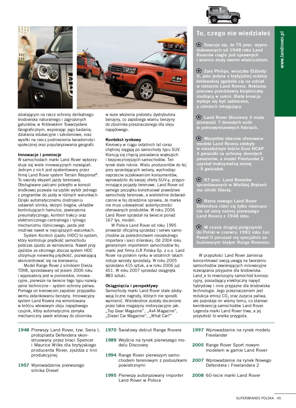 Case study marki Land Rover z Albumu Superbrands Polska 2008