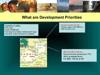 Example 2. Identify Climate Change Risks on Development
 Over past 30 years, floods and droughts
have cost Zambia US$13.8...