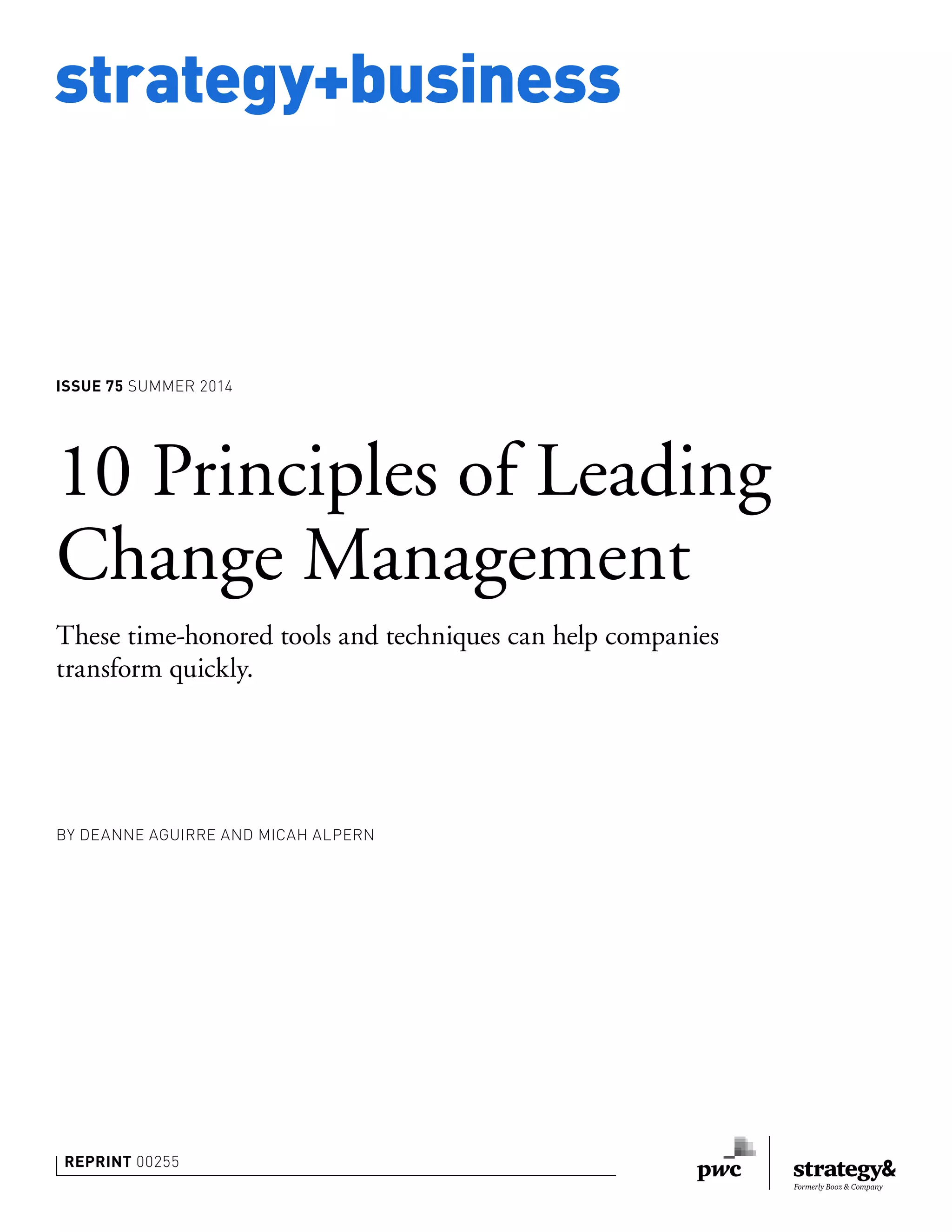 10 Principles of Leading Change Management | PDF