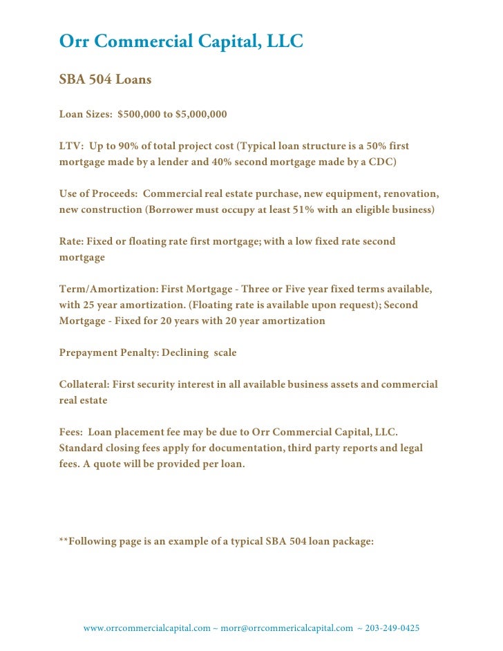 sba 504 product sheet 5 3 09 amortization scale