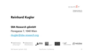 Classification: Confidential 35
Reinhard Kugler
SBA Research gGmbH
Floragasse 7, 1040 Wien
rkugler@sba-research.org
SBA Re...