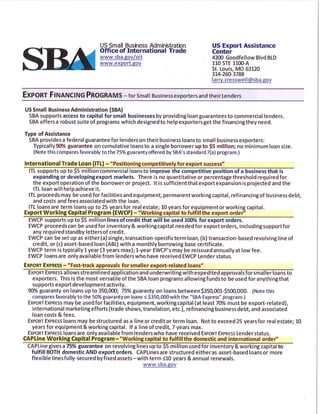 Sba international trade loan & finance programs