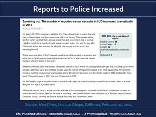 Source: NewTimes, San Luis Obispo,California, February, 12, 2014
END VIOLENCE AGAINST WOMEN INTERNATIONAL — A PROFESSIONAL TRAINING ORGANIZATION
 