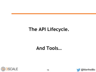 The API Lifecycle. 
And Tools… 
15 @ManfredBo 
 