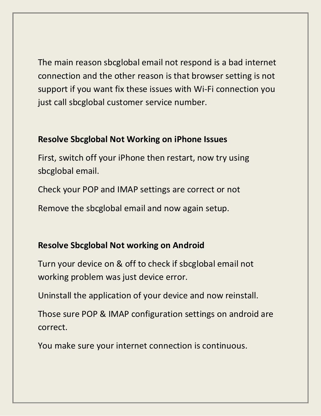 Sbcglobal Email Not Working How to fix it