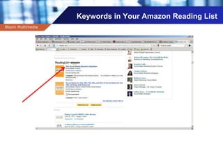 Company name
Keywords in Your Amazon Reading List
Blazin Multimedia
 