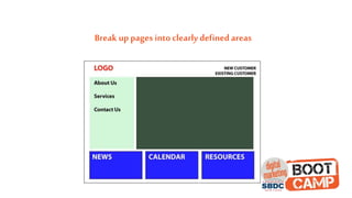 Break up pages into clearlydefinedareas
 