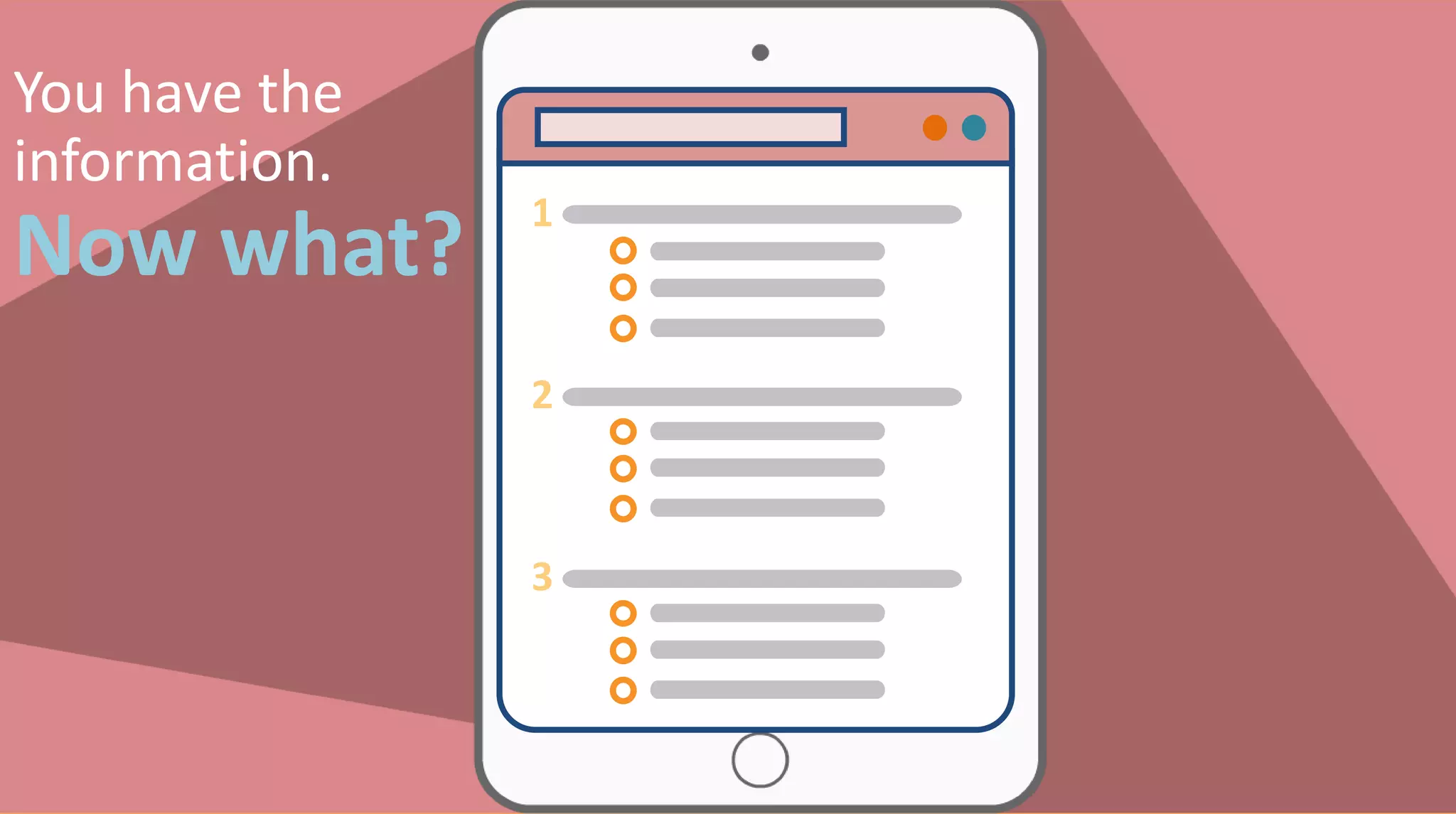 2
1
3
You have the
information.
Now what?
 