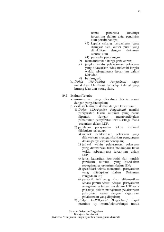 Sbd pekerjaan konstruksi penunjukan langsung darurat Sbd pekerjaan konstruksi penunjukan langsung darurat