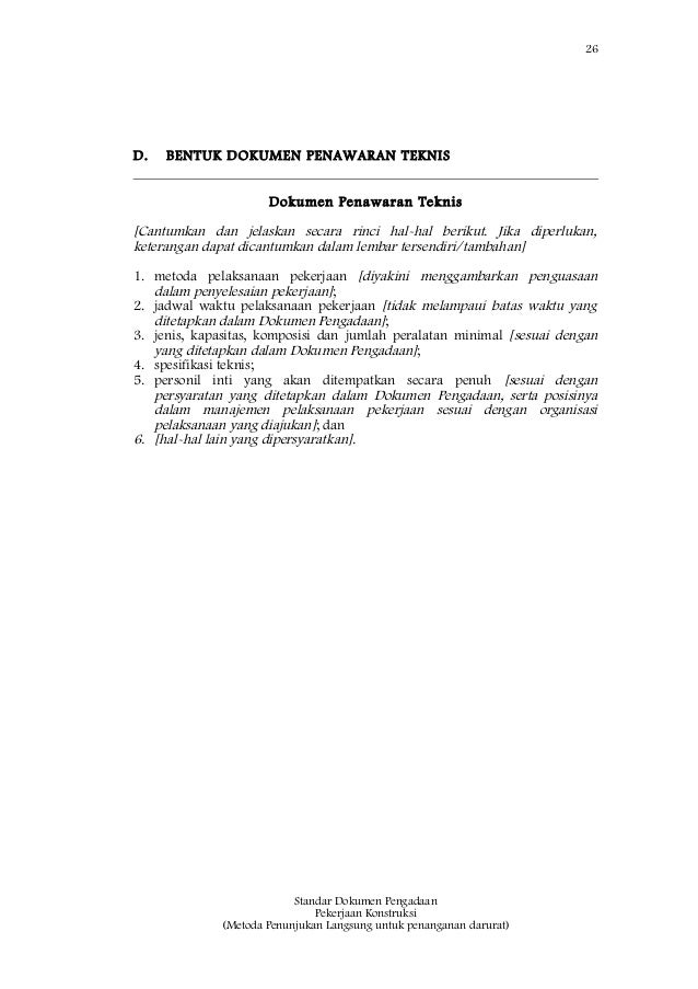 Sbd pekerjaan  konstruksi penunjukan langsung darurat