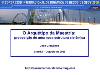 http://pensamentosistemico.ning.com O Arquétipo da Maestria:   proposição de uma nova estrutura sistêmica João Gratuliano Brasília – Outubro de 2006 