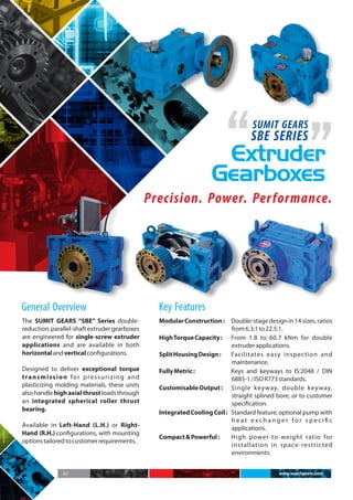 Sum Gear High-Performance SUMIT GEARS SBE Series Extruder Gearboxes: Design ...