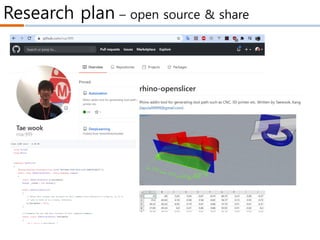 Research plan – open source & share
 