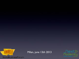 SOCIAL BUSINESS
It’s not
ADOPTION
but
ADAPTATION
Milan, june 13th 2013
 