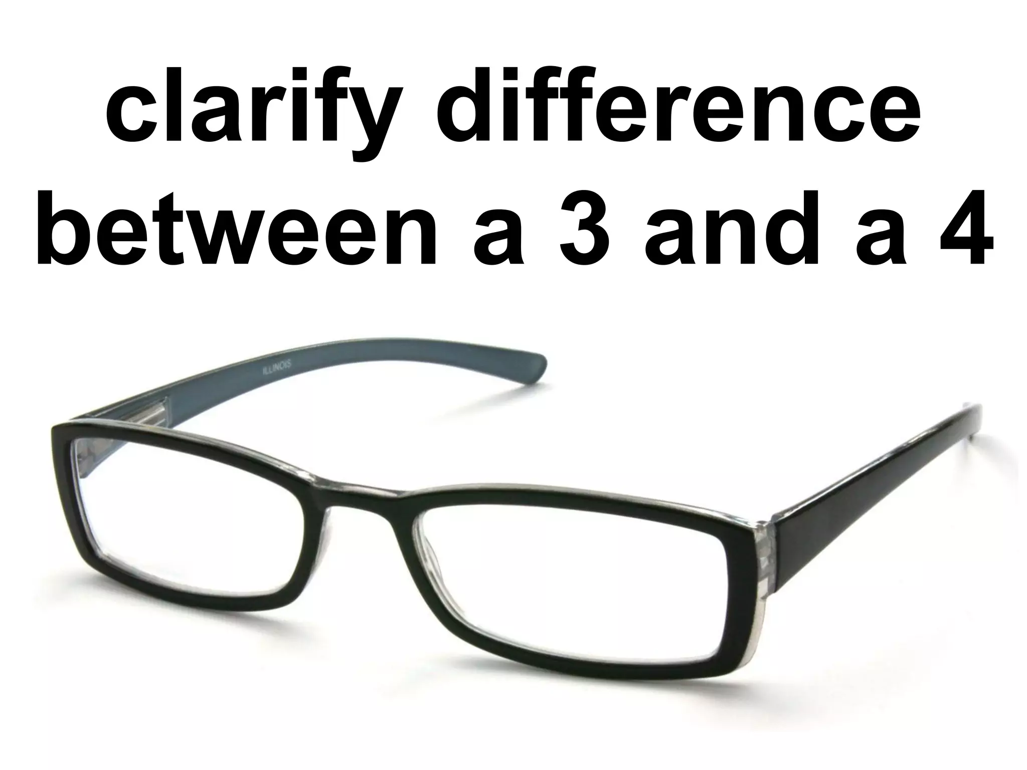 clarify difference
between a 3 and a 4
 