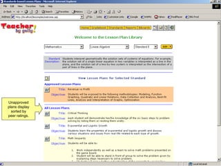 Unapproved plans display sorted by peer ratings. 