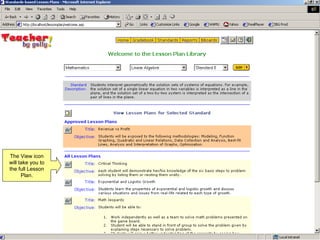 The View icon will take you to the full Lesson Plan. 