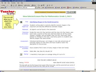 This icon will allow you to attach this Lesson Plan to your class. 