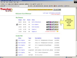 Classes  are managed  with the  icon  toolbar. 