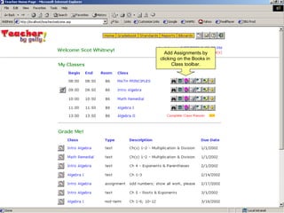 Add Assignments by clicking on the Books in  Class toolbar. 