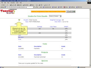 Wherever you see  the  note icon, you can post a note to a class or student bulletin board. 