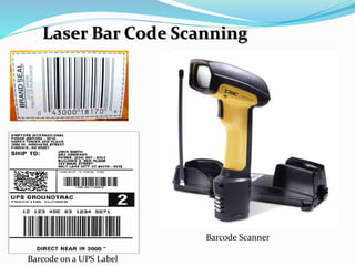 Laser Bar Code Scanning
Barcode on a UPS Label
Barcode Scanner
 