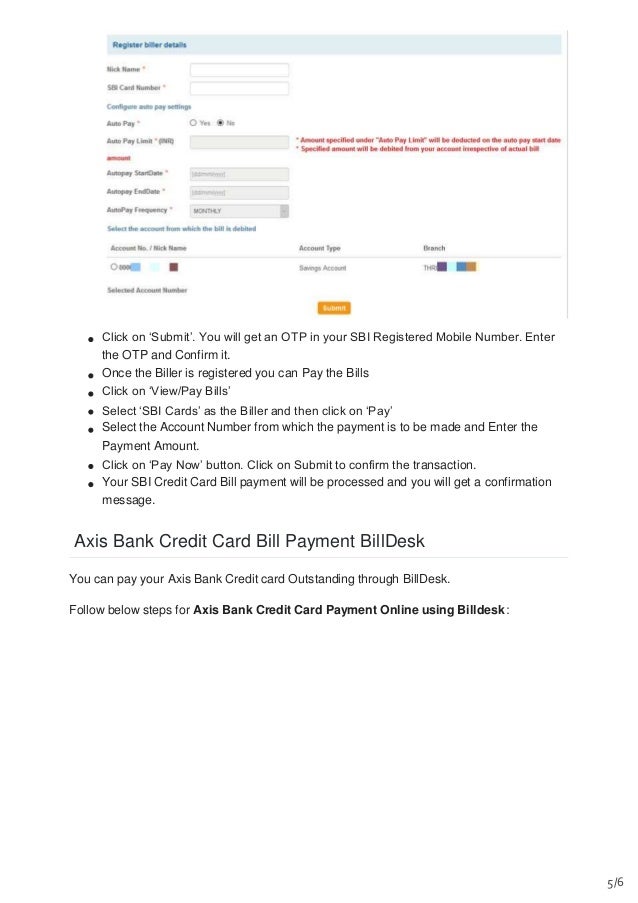 Sbi Credit Card Bill Payment Billdesk Pay Sbi Credit Card Bill Bil