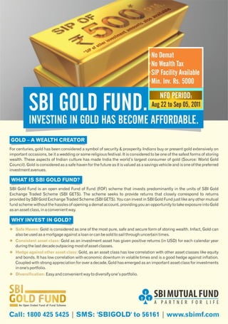 Sbi gold fund presentation - think before you invest