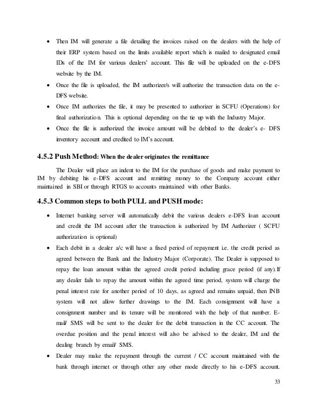 Sbi Internship On Electronic Dealer Financing Scheme - 33