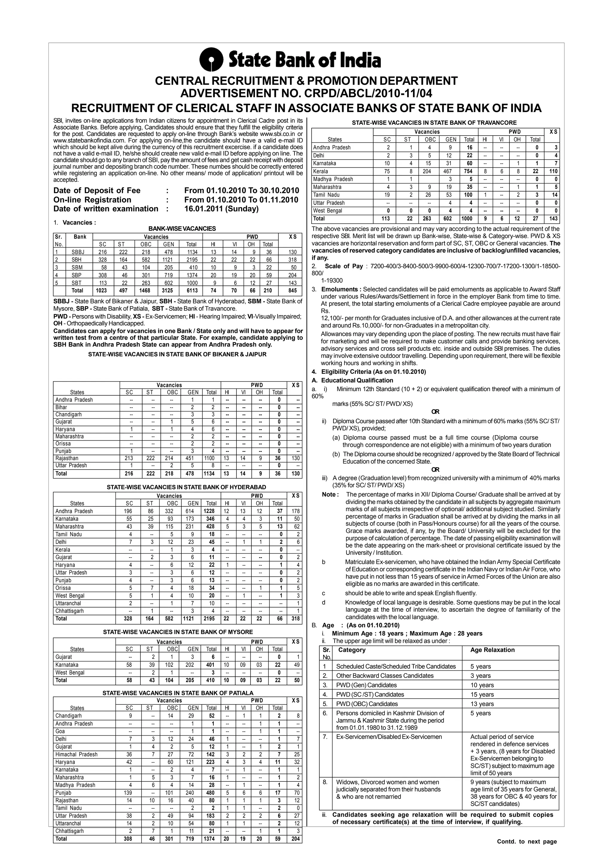 SBI Jobs Notification of Various Staff | PDF