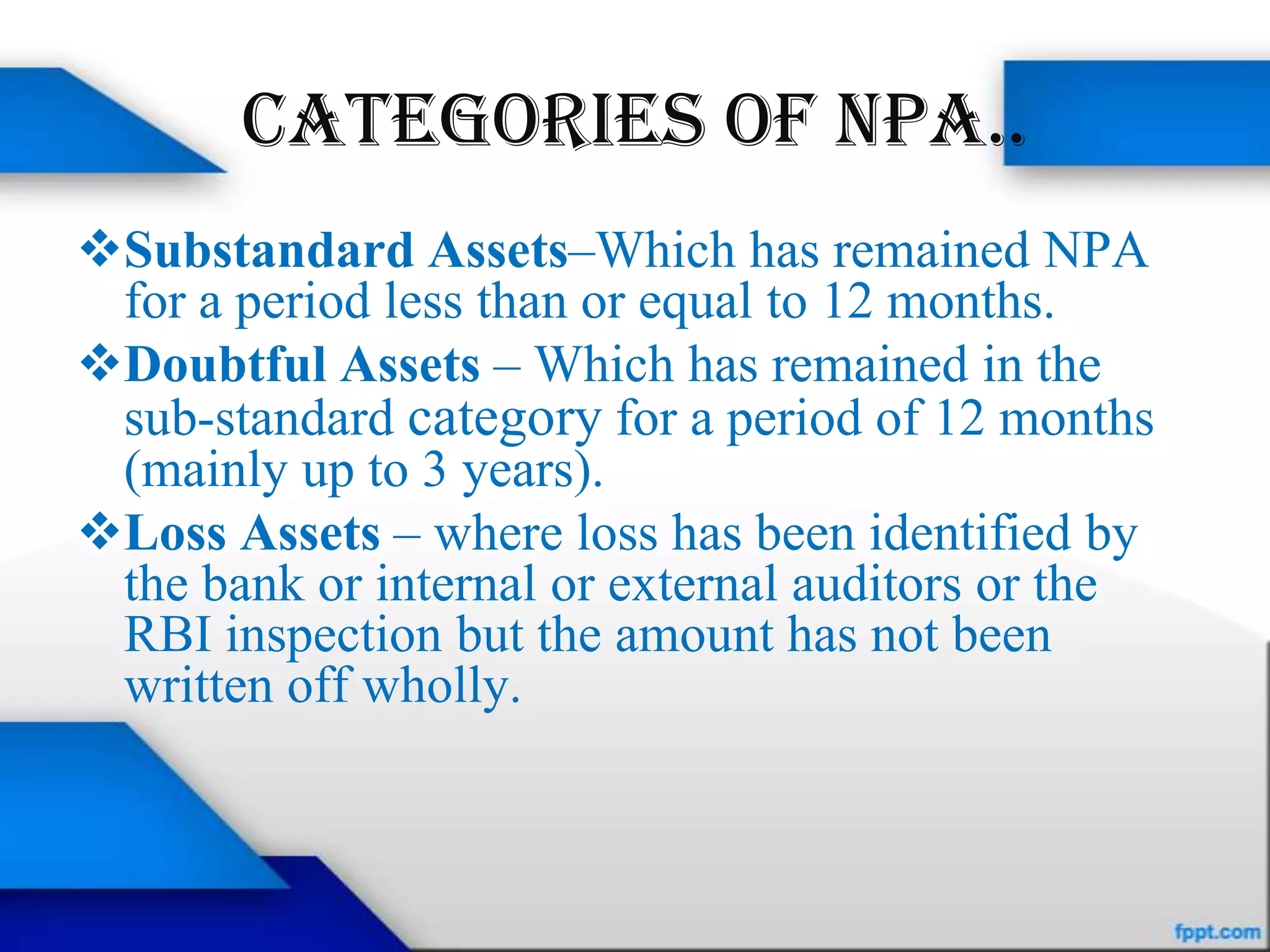 Non performing assets in Banks | PPTX