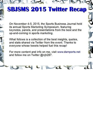 Sports Business Journal Sports Marketing Symposium Recap