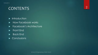 OVERVIEW  OF FACEBOOK SCALABLE ARCHITECTURE.
