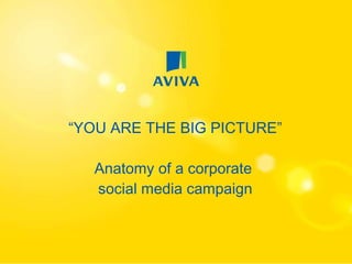 “ YOU ARE THE BIG PICTURE” Anatomy of a corporate  social media campaign 