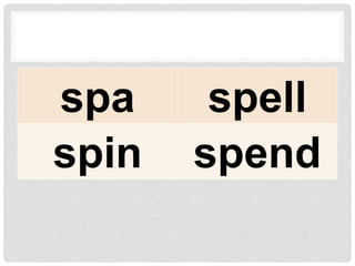 spa spell
spin spend