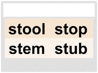 stool stop
stem stub
 