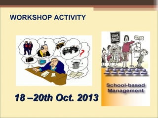 WORKSHOP ACTIVITY
18 –20th Oct. 201318 –20th Oct. 2013
 