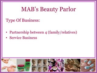 Small business management - beauty parlor