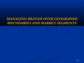 14.1
MANAGING BRANDS OVER GEOGRAPHICMANAGING BRANDS OVER GEOGRAPHIC
BOUNDARIES AND MARKET SEGMENTSBOUNDARIES AND MARKET SEGMENTS
 