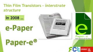 In 2008 …
Thin Film Transistors – interstrate
structure
 